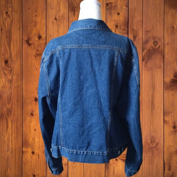 Lands' End Women's XL Button Front Classic Blue Denim Jean Jacket Pockets - Picture 7 of 7
